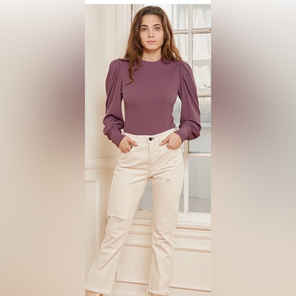 Lulus Ribbed Puff Sleeve Top - Picture 2 of 10